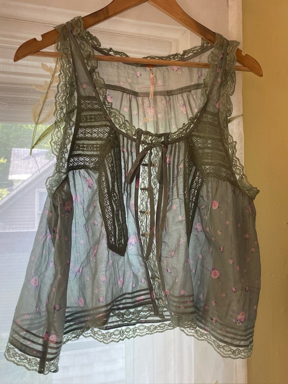 NWT | Free People Pale Green Blouse - Picture 5 of 5